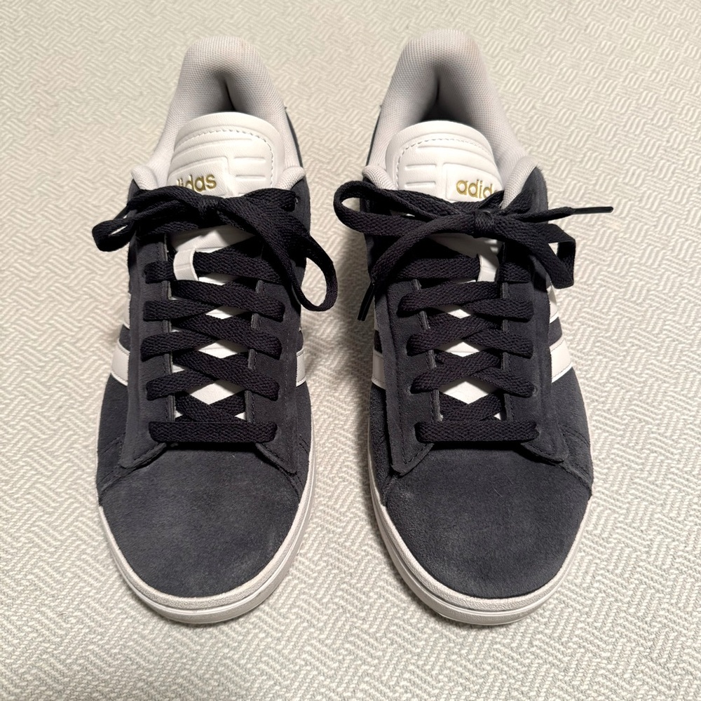 Adidas 6.5 blue suede sneakers, worn one time.